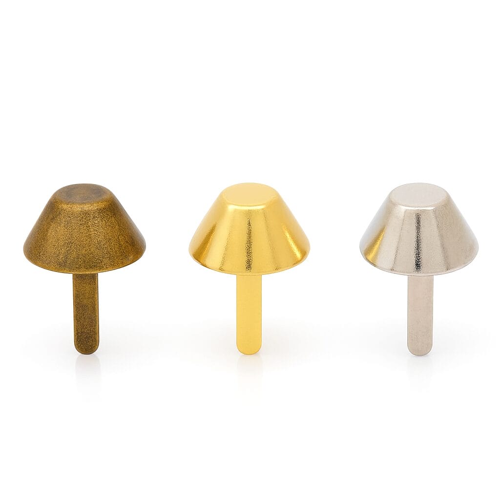 NH122 Purse Feet-Avetco2 NH122 Purse Feet – Front View of Antique Brass, Gold, and Nickel Finishes – Avetco