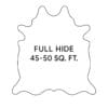 Outline-Full Hide Cow Leather 45-50 SF-Avetco Outline drawing of a full cowhide leather hide, approximately 45–50 square feet in area.-Avetco
