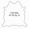Outline drawing of a full cowhide leather hide, approximately 47-52 square feet in area.-Avetco