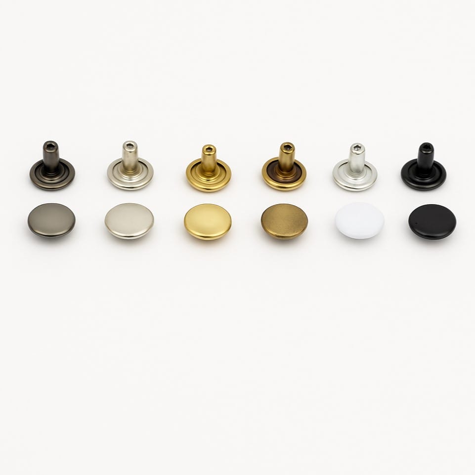 double-cap-rivets-9mm-6mm-post-gunmetal-nickel-gold-antique-brass-silver-white-black-avetco Double Cap Rivets 9 x 6mm | 500 Sets – R0036