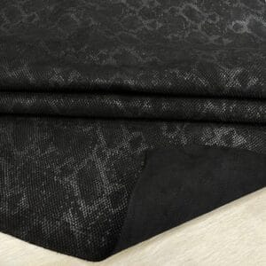 KP-230BLK-Black Vertu Snake Cow Suede Leather-Avetco 6 Snake Embossed Cow Suede Leather – Rough Cut by 2 SF