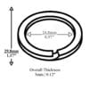Technical diagram of a nickel split key ring with measurements.-Avetco