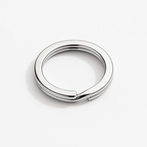 Nickel split key ring on a white background.-Avetco