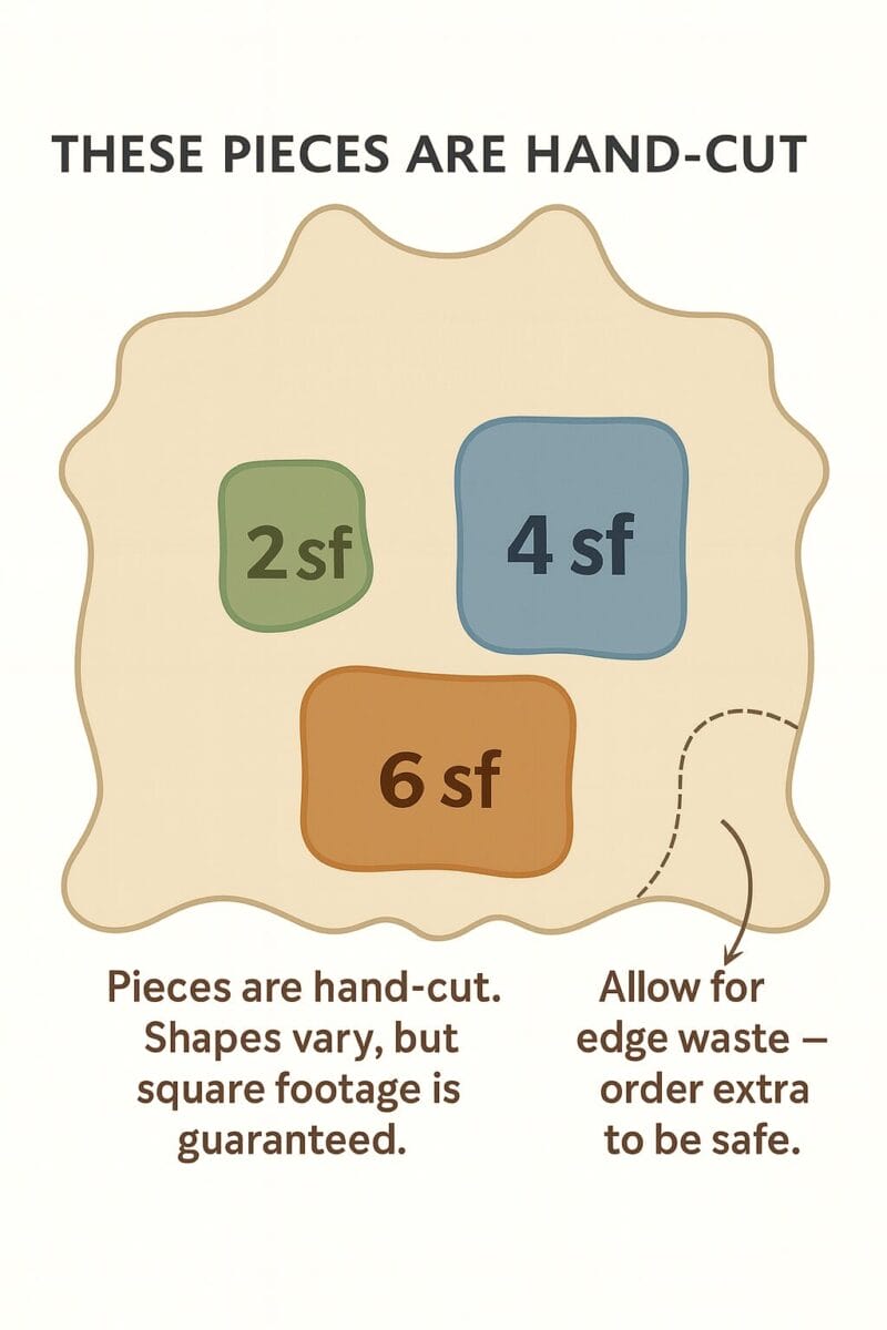 Hand cut leather panels in 2, 4, and 6 sq. ft. sizes from a full cowhide – Avetco
