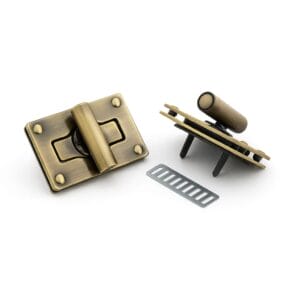 Y1101-Brushed Antique Brass Rectangular Twist Handbag Lock Closure-Avetco Handbag Rectangular Twist Lock Closure #Y1101