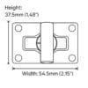 Y1101-illustrated diagram-Rectangular Twist Handbag Lock Closure-Avetco Technical line drawing with measurements of rectangular twist handbag lock closure – Avetco.