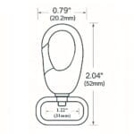 Y1313-31mm Illustrated Diagram-Avetco 1.22″ | 31mm Push Gate Swivel Snap Hook #Y1313-10pk