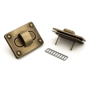Y1702-Brushed Antique Brass Rectangular Twist Handbag Lock Closure-Avetco Rectangular Twist Handbag Lock Closure #Y1702