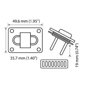 Y1702-Illustrated Diagram Front and Back -Rectangular Twist Handbag Lock Closure-Avetco Rectangular Twist Handbag Lock Closure #Y1702