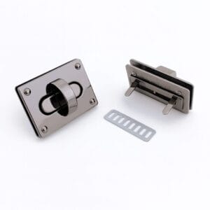 Y1764-Gunmetal Rectangular Twist Handbag Lock Closure-Avetco Rectangular Twist Handbag Lock Closure #Y1764