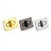 Y1764-gold gunmetal and Nickel-Rectangular Twist Handbag Lock Closure-Avetco Three rectangular twist handbag lock closures in gold, gunmetal, and nickel finishes – Avetco