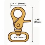 Y1967-20mm Illustrated Diagram for Gold Brushed Antique Brass and Gunmetal-Avetco Y1967 Lobster Claw Snap Hook – 20mm (10pk)