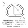Y7460-20mm Illustrated Diagram-Avetco AVETCO product diagram showing a 17.7mm by 25.5mm D-ring with labeled internal and external dimensions.