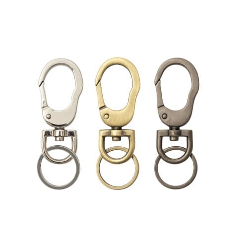 Y1594 Push Gate Swivel Snap Hook with Key Ring – Nickel, Brushed Gunmetal, Antique Brass – 10 Pack