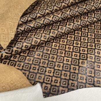 Ancestral Path embossed cow leather, tan side hide, 2/3 oz Stone Age Collection