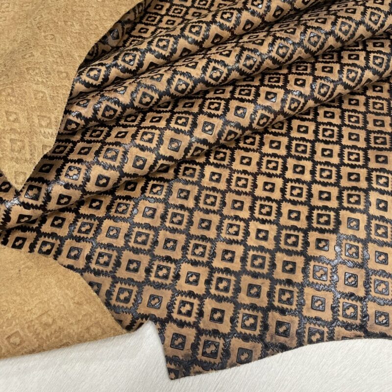 KP-200-50 Ancestral Path 50 2 Ancestral Path embossed cow leather, tan side hide, 2/3 oz Stone Age Collection