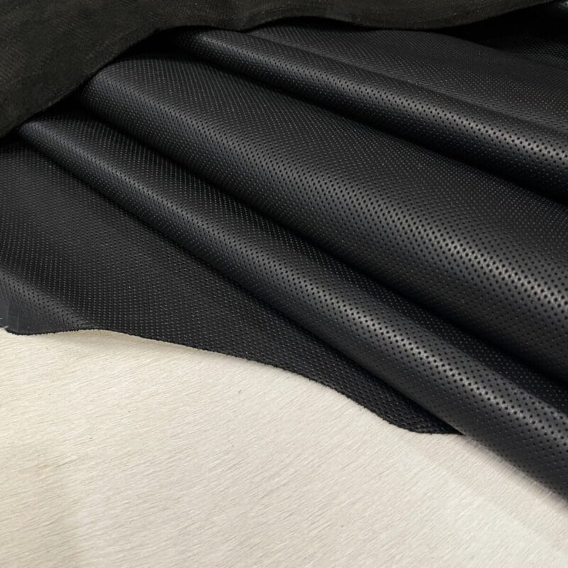 KP-207BLK 1 Milano Step Perforated Cow Leather 3 oz Black