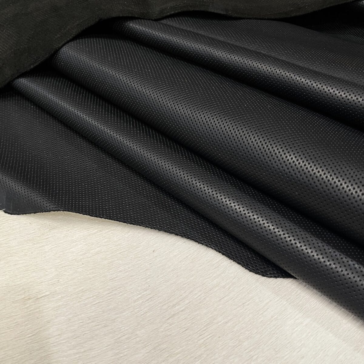 Milano Step Perforated Cow Leather 3 oz Black