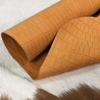 Klips-Burnt Orange-Cow Leather Embossed-Avetco Croco Belly Embossed Cow Nubuck Leather 3 oz