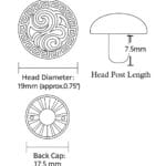 0.75″ | 19 mm R598, Dome Decorative Rivets-50pk