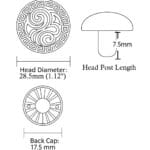 1.12″ | 28.5 mm R598, Dome Decorative Rivets-50pk