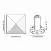 Pyramid Rivets R630 20 x 20 technical drawing showing pyramid stud 20×20 mm face size (0.79×0.79″), 11.5 mm base diameter, and 8 mm post height.
