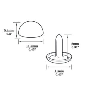 Dome Rivet 11.5mm-Illustrated Diagram-11.5mm