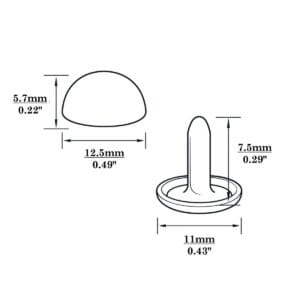 R588 Dome Rivet-Illustrated Diagram-12.5mm 0.49″ | 12.5mm HPR588 Hand Polished Dome Rivets – 50pk