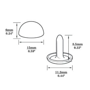 R588 Dome Rivet-Illustrated Diagram-15mm R588 Dome Rivets-Illustrated Diagram-15mm