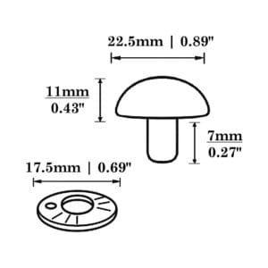 R588 Dome Rivet-Illustrated Diagram-22.5mm R588 Dome Rivets-Illustrated Diagram-22.5mm