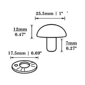 R588 Dome Rivet-Illustrated Diagram-25.5mm Dome Rivets-R588 Illustrated Diagram-25.5mm