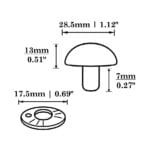 1.12″ | 28.5 mm Dome Rivets Brushed-BR588