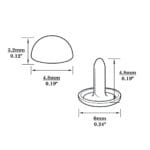 R588 Dome Rivet-Illustrated Diagram-4.8mm 0.19″ | 4.8 mm BR588, Brushed Dome Rivets- 200pk