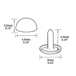 R588 Dome Rivet-Illustrated Diagram-4.8mm 0.19″ | 4.8mm R588 Dome Rivets – 200pk