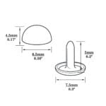 R588 Dome Rivet-Illustrated Diagram-6.5mm Dome Rivets 6.5mm-Illustrated Diagram-6.5mm