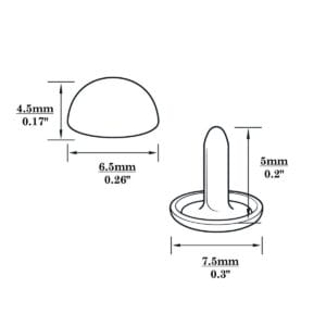R588 Dome Rivet-Illustrated Diagram-6.5mm Dome Rivets 6.5mm-Illustrated Diagram-6.5mm