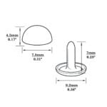 R588 Dome Rivet-Illustrated Diagram-7.8mm Dome Rivets 7.8mm-Illustrated Diagram-7.8mm