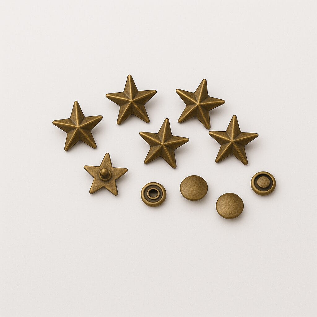 Star Double Side Rivets - AR13 2 star double-side rivet AR13 in antique brass finish