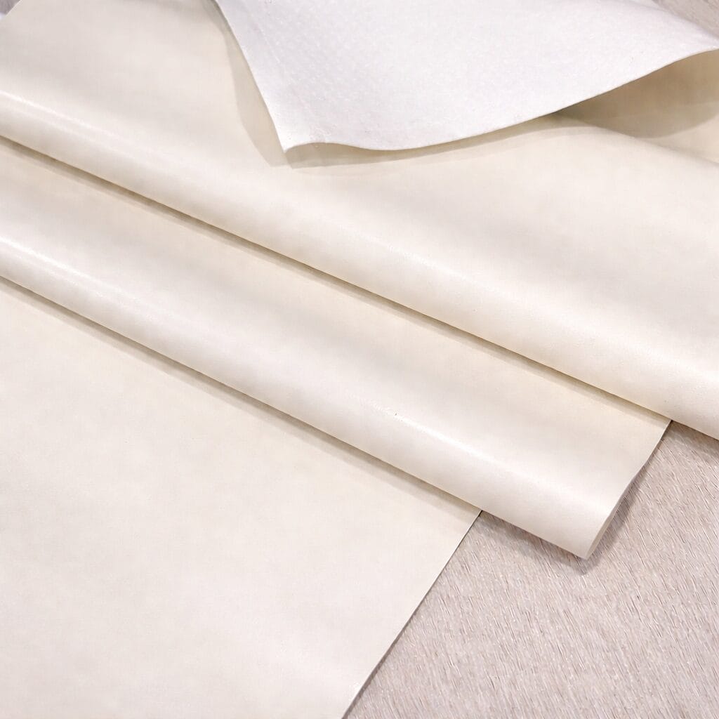 Bone smooth PU synthetic leather 5 yard roll with woven backing, 0.6mm thickness