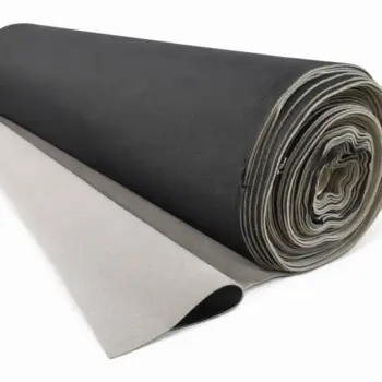 Black tricot foam-backed fabric with 2mm soft padding lining, 56 inches wide.
