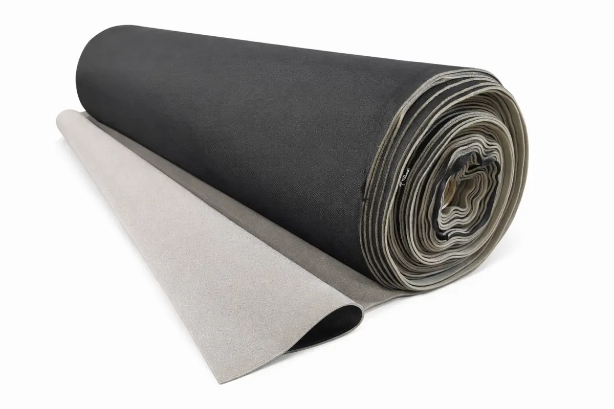 tricot Black tricot foam-backed fabric with 2mm soft padding lining, 56 inches wide.