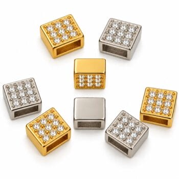 AK299 square rhinestone slides in Gold and Nickel