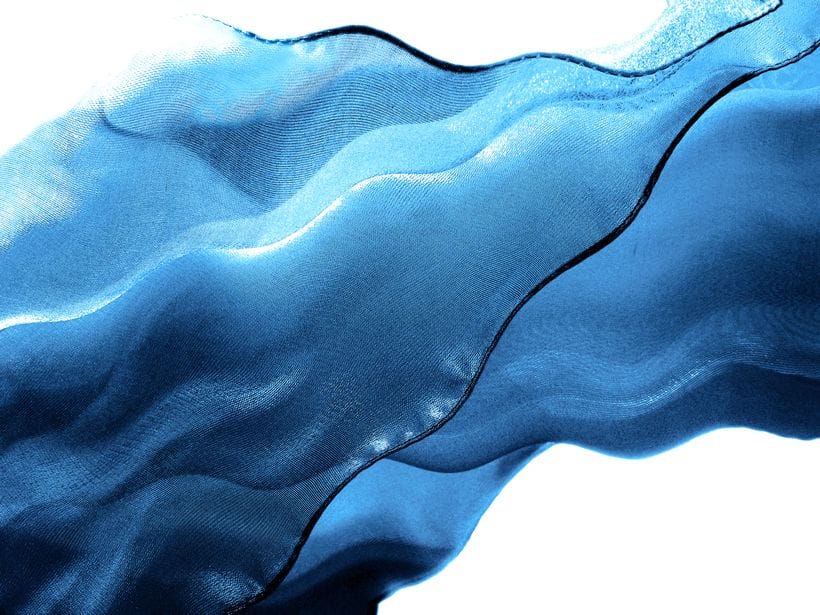 Blue silk organza fabric
