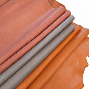 Brooklyn pull-up cow leather sides in taupe gray, orange and rose