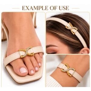 5071 crystal ornament slide examples of use – sandal, headband and bracelet
