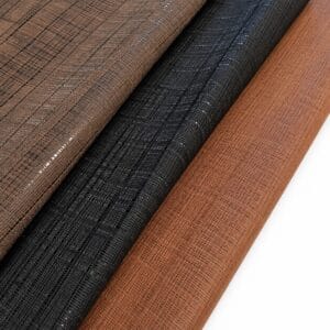 Linen embossed cow leather in Brown, Black and Rustic Brown