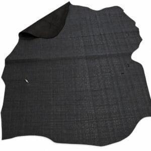 Black linen embossed cow leather, full piece laid flat