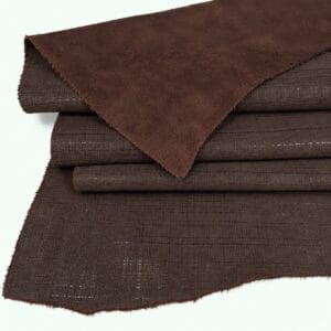 Brown linen embossed cow leather folded in layers