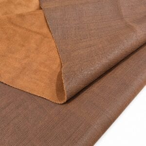 Rustic Brown linen embossed cow leather with suede back