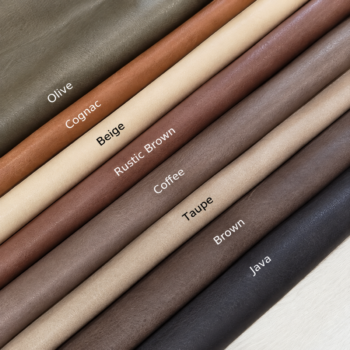Neutral pig full grain leather color chart – Olive, Cognac, Beige, Rustic Brown, Coffee, Taupe, Brown and Java